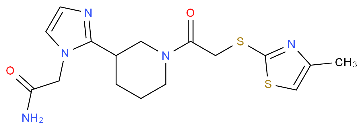2-[2-(1-{[(4-methyl-1,3-thiazol-2-yl)thio]acetyl}piperidin-3-yl)-1H-imidazol-1-yl]acetamide_分子结构_CAS_)