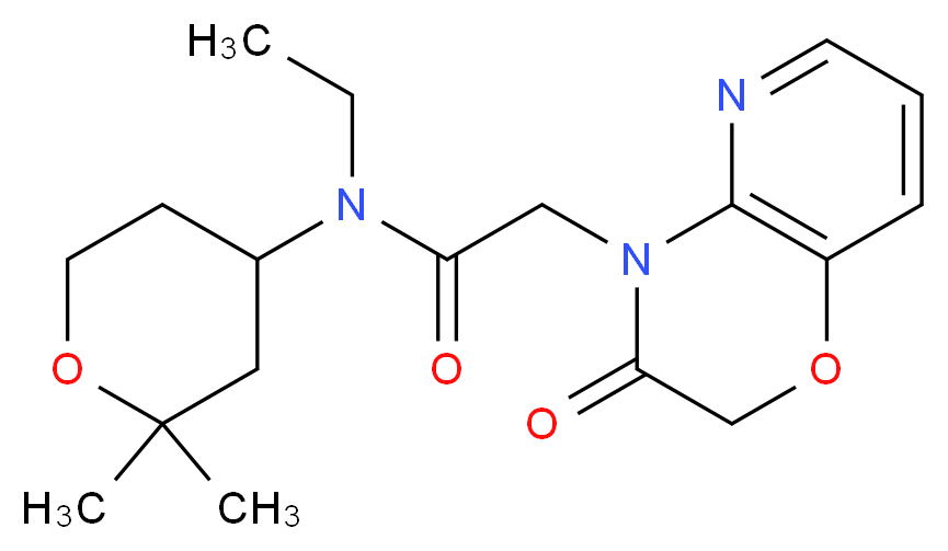 N-(2,2-dimethyltetrahydro-2H-pyran-4-yl)-N-ethyl-2-(3-oxo-2,3-dihydro-4H-pyrido[3,2-b][1,4]oxazin-4-yl)acetamide_分子结构_CAS_)
