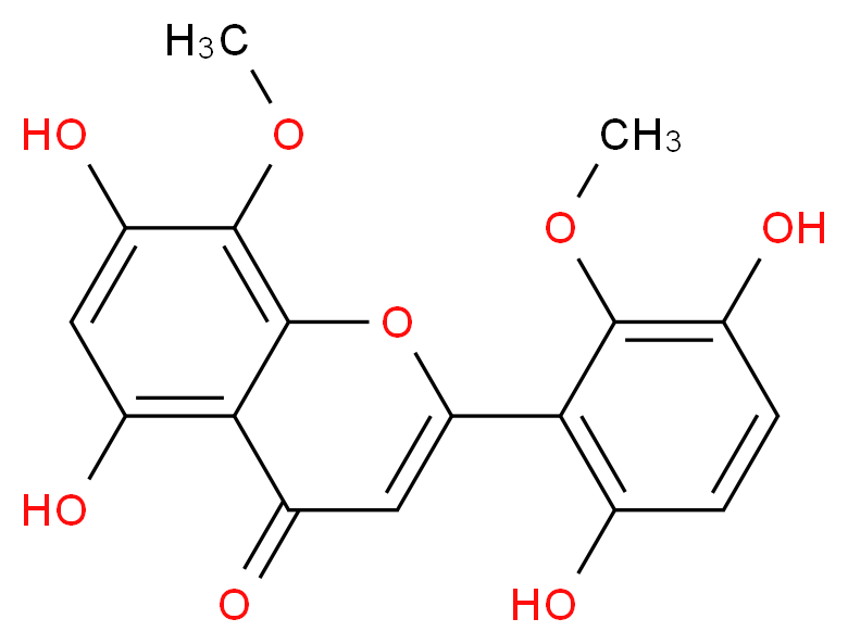 2-(3,6-dihydroxy-2-methoxyphenyl)-5,7-dihydroxy-8-methoxy-4H-chromen-4-one_分子结构_CAS_92519-91-0