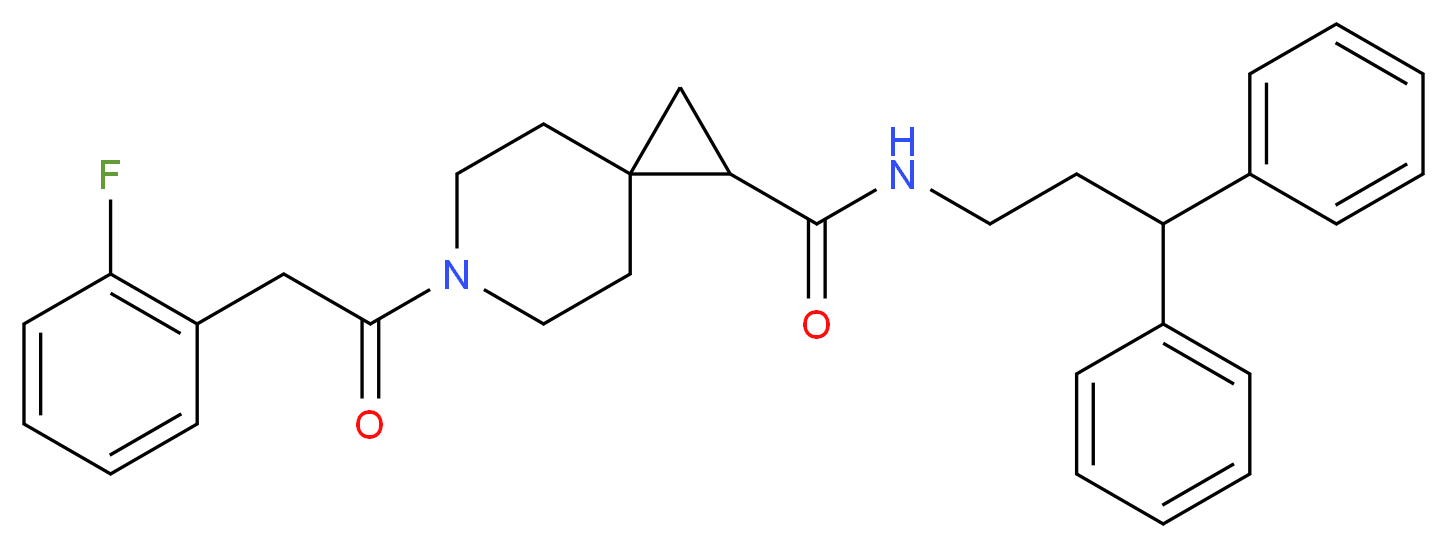 N-(3,3-diphenylpropyl)-6-[(2-fluorophenyl)acetyl]-6-azaspiro[2.5]octane-1-carboxamide_分子结构_CAS_)
