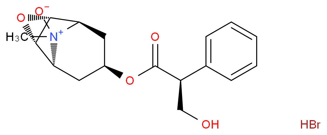 (1R,2R,4S,5S,7S)-7-{[(2S)-3-hydroxy-2-phenylpropanoyl]oxy}-9-methyl-3-oxa-9-azatricyclo[3.3.1.0<sup>2</sup>,<sup>4</sup>]nonan-9-ium-9-olate hydrobromide_分子结构_CAS_6106-81-6