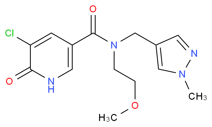5-chloro-N-(2-methoxyethyl)-N-[(1-methyl-1H-pyrazol-4-yl)methyl]-6-oxo-1,6-dihydropyridine-3-carboxamide_分子结构_CAS_)