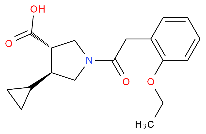 (3S*,4S*)-4-cyclopropyl-1-[(2-ethoxyphenyl)acetyl]pyrrolidine-3-carboxylic acid_分子结构_CAS_)