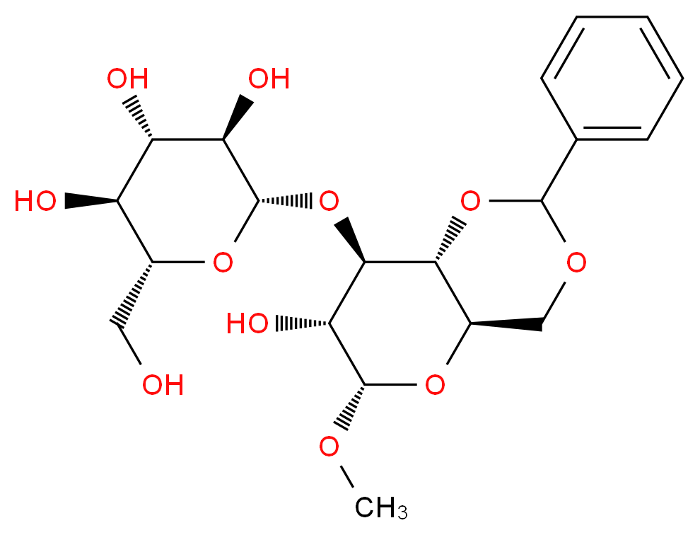Methyl 4,6-Di-O-benzylidene-3-O-(β-D-glucopyranoside)-α-D-glucopyranoside_分子结构_CAS_72656-05-4)