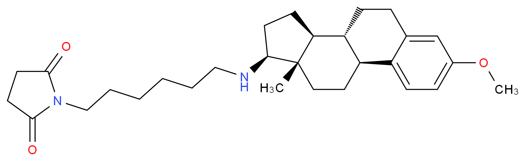 1-(6-{[(1S,10R,11S,14S,15S)-5-methoxy-15-methyltetracyclo[8.7.0.0<sup>2</sup>,<sup>7</sup>.0<sup>1</sup><sup>1</sup>,<sup>1</sup><sup>5</sup>]heptadeca-2,4,6-trien-14-yl]amino}hexyl)pyrrolidine-2,5-dione_分子结构_CAS_142878-12-4