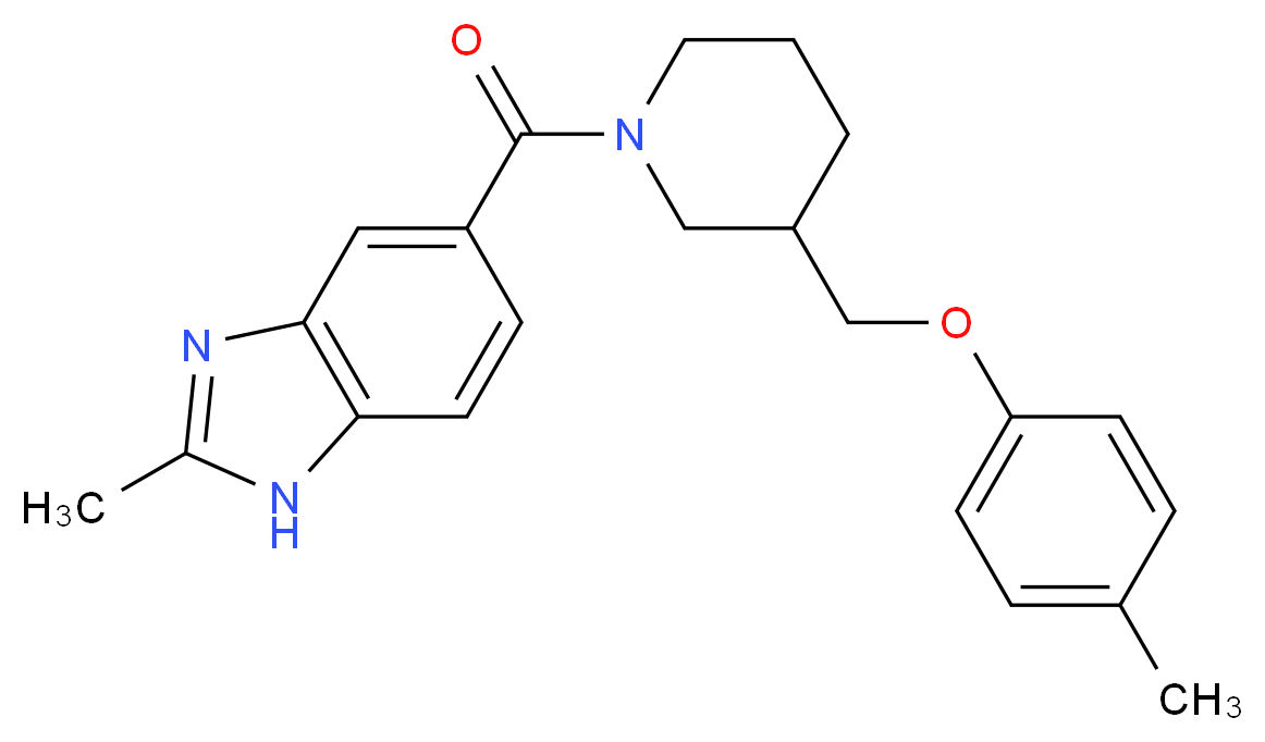 2-methyl-5-({3-[(4-methylphenoxy)methyl]-1-piperidinyl}carbonyl)-1H-benzimidazole_分子结构_CAS_)