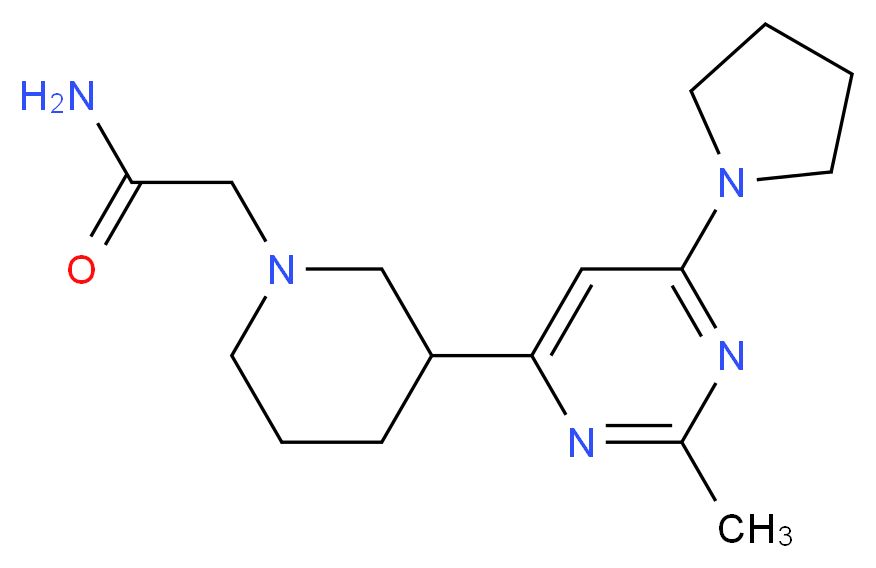 2-{3-[2-methyl-6-(1-pyrrolidinyl)-4-pyrimidinyl]-1-piperidinyl}acetamide_分子结构_CAS_)