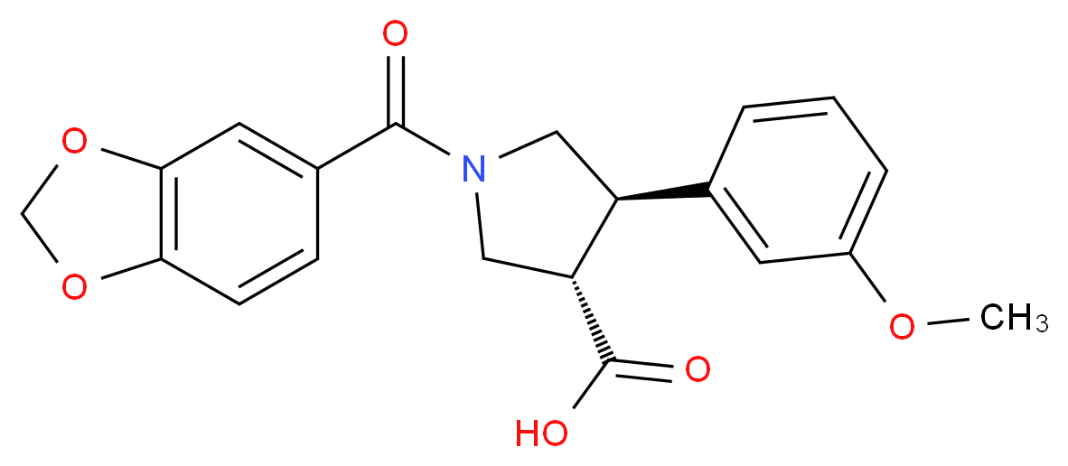 (3S*,4R*)-1-(1,3-benzodioxol-5-ylcarbonyl)-4-(3-methoxyphenyl)pyrrolidine-3-carboxylic acid_分子结构_CAS_)