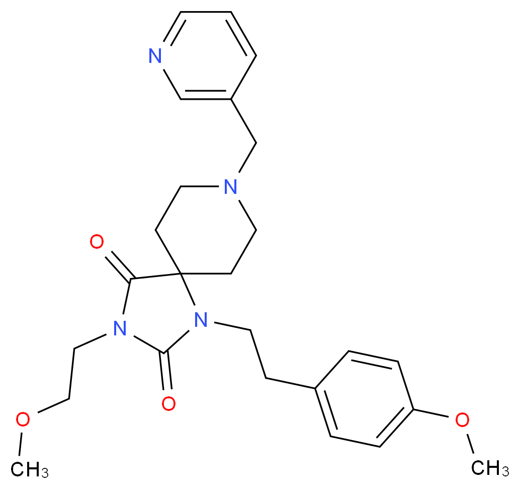 3-(2-methoxyethyl)-1-[2-(4-methoxyphenyl)ethyl]-8-(3-pyridinylmethyl)-1,3,8-triazaspiro[4.5]decane-2,4-dione_分子结构_CAS_)