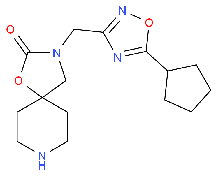 3-[(5-cyclopentyl-1,2,4-oxadiazol-3-yl)methyl]-1-oxa-3,8-diazaspiro[4.5]decan-2-one_分子结构_CAS_)