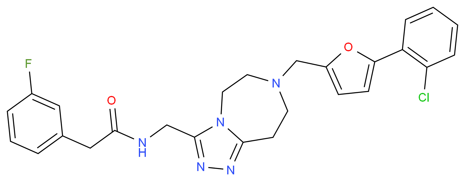 N-[(7-{[5-(2-chlorophenyl)-2-furyl]methyl}-6,7,8,9-tetrahydro-5H-[1,2,4]triazolo[4,3-d][1,4]diazepin-3-yl)methyl]-2-(3-fluorophenyl)acetamide_分子结构_CAS_)