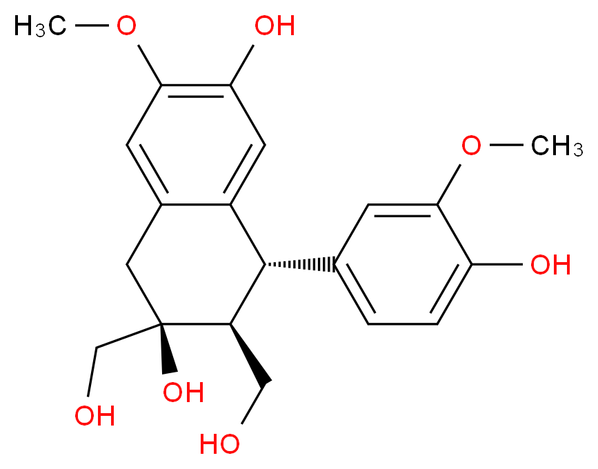 (2S,3S,4S)-4-(4-hydroxy-3-methoxyphenyl)-2,3-bis(hydroxymethyl)-7-methoxy-1,2,3,4-tetrahydronaphthalene-2,6-diol_分子结构_CAS_3064-05-9