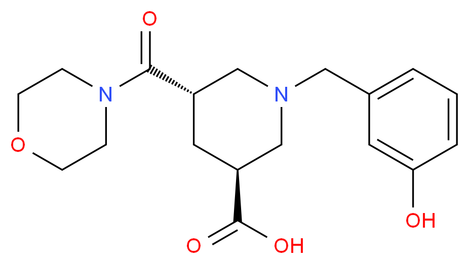 (3S*,5S*)-1-(3-hydroxybenzyl)-5-(4-morpholinylcarbonyl)-3-piperidinecarboxylic acid_分子结构_CAS_)
