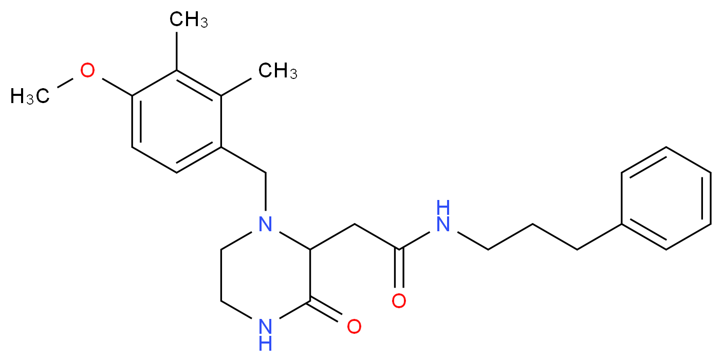 2-[1-(4-methoxy-2,3-dimethylbenzyl)-3-oxo-2-piperazinyl]-N-(3-phenylpropyl)acetamide_分子结构_CAS_)