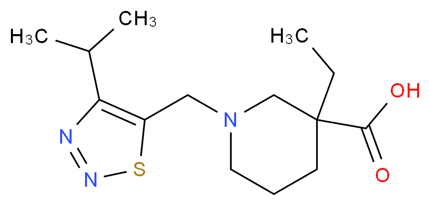 3-ethyl-1-[(4-isopropyl-1,2,3-thiadiazol-5-yl)methyl]-3-piperidinecarboxylic acid_分子结构_CAS_)