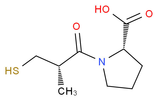 (2S)-1-[(2S)-2-methyl-3-sulfanylpropanoyl]pyrrolidine-2-carboxylic acid_分子结构_CAS_62571-86-2