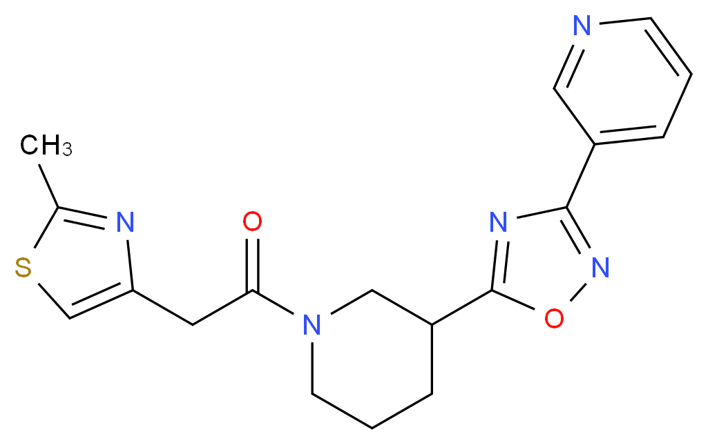 3-(5-{1-[(2-methyl-1,3-thiazol-4-yl)acetyl]-3-piperidinyl}-1,2,4-oxadiazol-3-yl)pyridine_分子结构_CAS_)