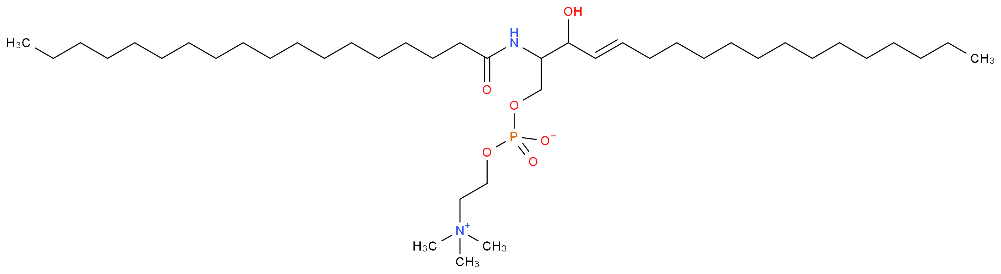 (2-{[(4E)-3-hydroxy-2-octadecanamidooctadec-4-en-1-yl phosphonato]oxy}ethyl)trimethylazanium_分子结构_CAS_58909-84-5