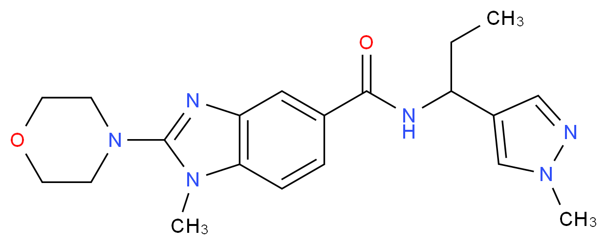 1-methyl-N-[1-(1-methyl-1H-pyrazol-4-yl)propyl]-2-(4-morpholinyl)-1H-benzimidazole-5-carboxamide_分子结构_CAS_)