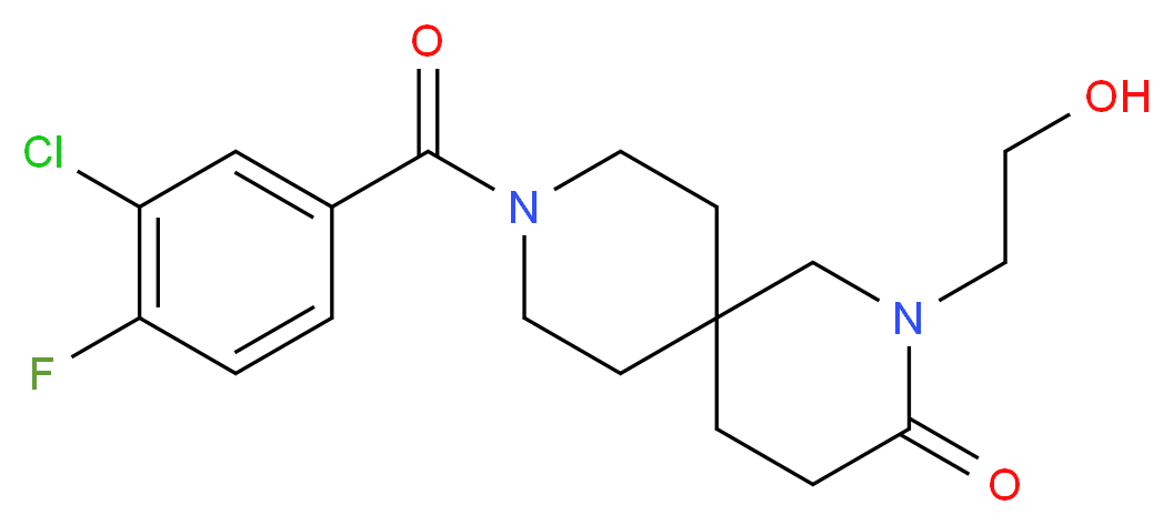 9-(3-chloro-4-fluorobenzoyl)-2-(2-hydroxyethyl)-2,9-diazaspiro[5.5]undecan-3-one_分子结构_CAS_)