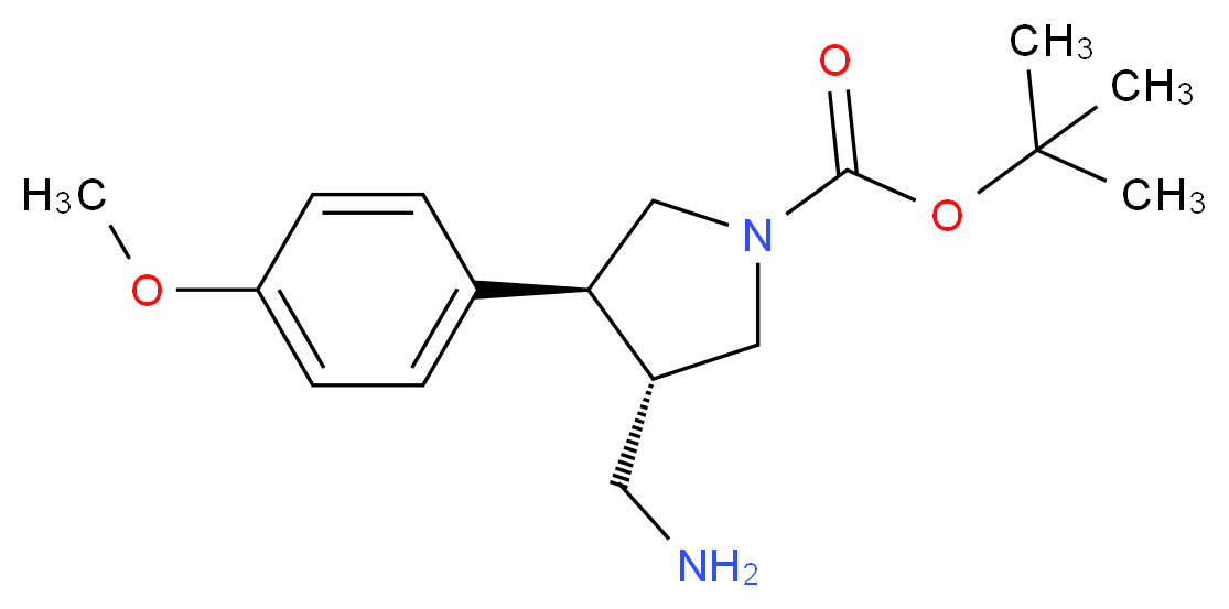 (3S,4S)-tert-butyl 3-(aminomethyl)-4-(4-methoxyphenyl)pyrrolidine-1-carboxylate_分子结构_CAS_)
