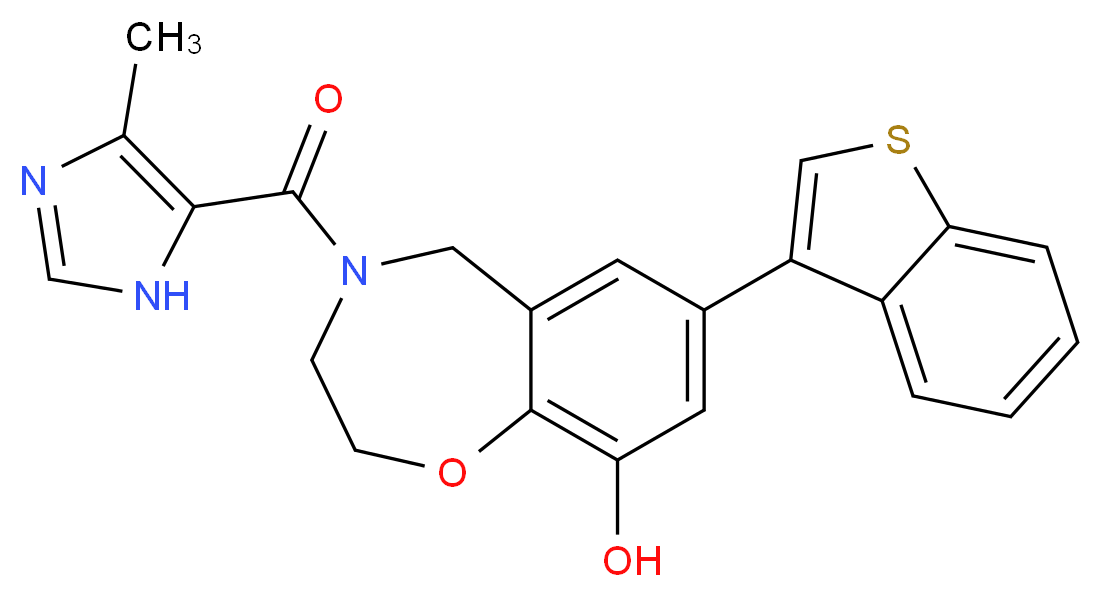 7-(1-benzothien-3-yl)-4-[(4-methyl-1H-imidazol-5-yl)carbonyl]-2,3,4,5-tetrahydro-1,4-benzoxazepin-9-ol_分子结构_CAS_)