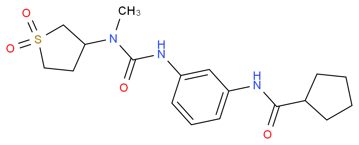 N-[3-({[(1,1-dioxidotetrahydro-3-thienyl)(methyl)amino]carbonyl}amino)phenyl]cyclopentanecarboxamide_分子结构_CAS_)