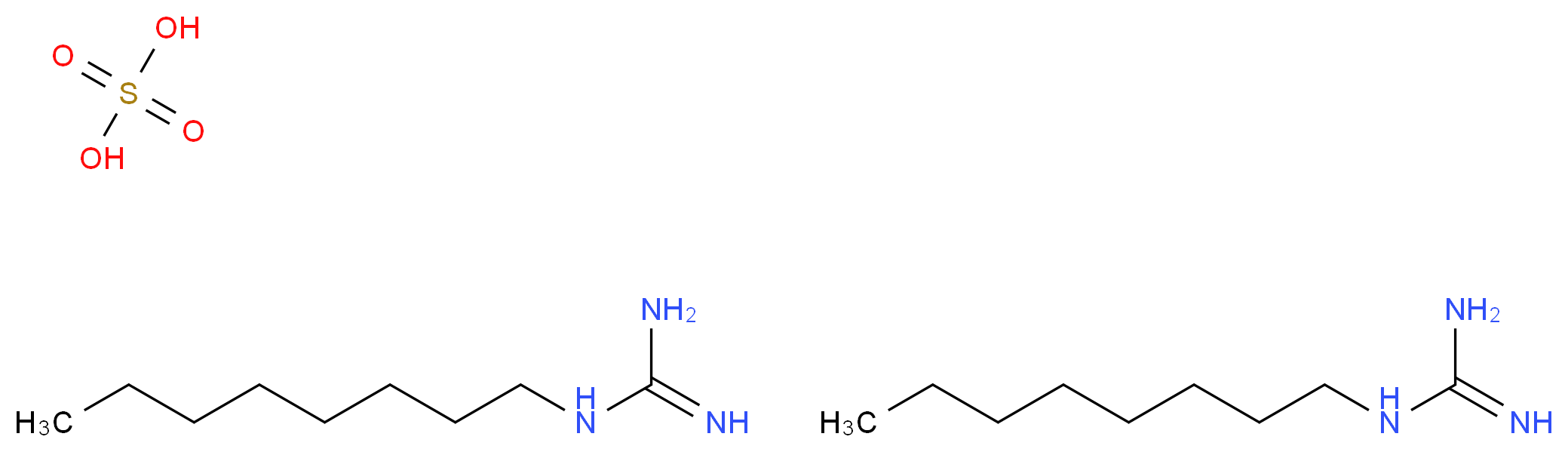 bis(1-octylguanidine); sulfuric acid_分子结构_CAS_21409-35-8