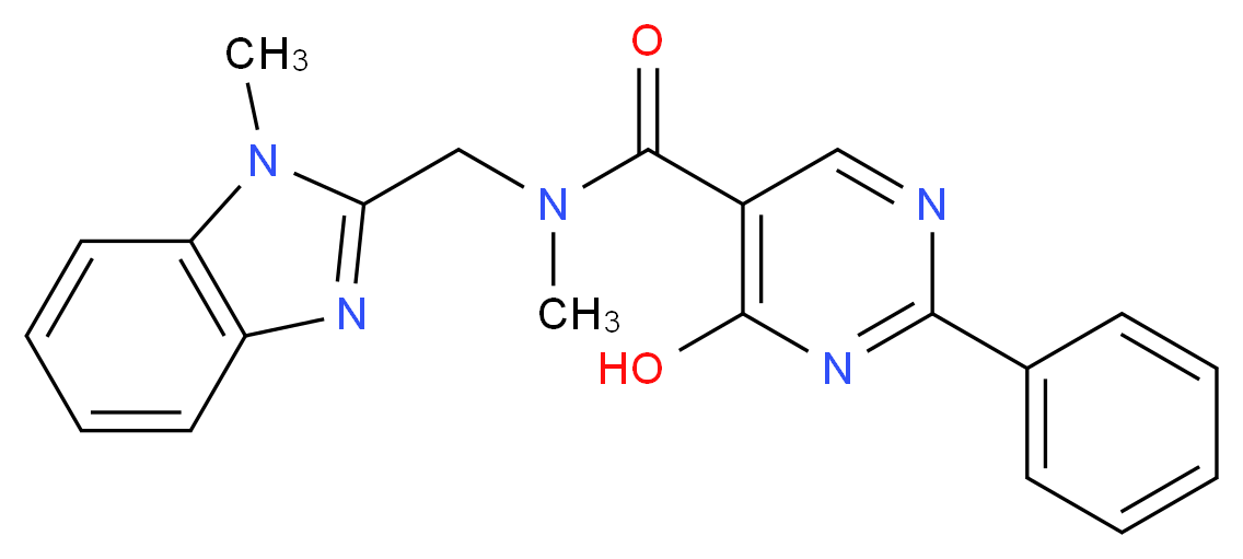 4-hydroxy-N-methyl-N-[(1-methyl-1H-benzimidazol-2-yl)methyl]-2-phenylpyrimidine-5-carboxamide_分子结构_CAS_)