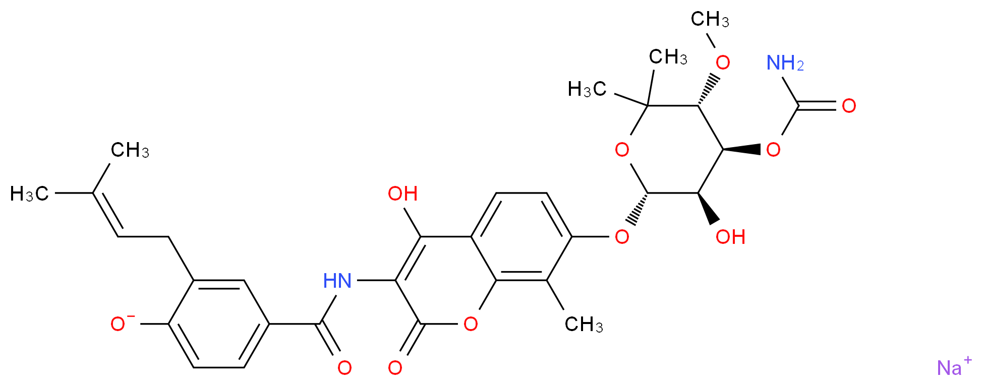 Novobiocin sodium_分子结构_CAS_1476-53-5)