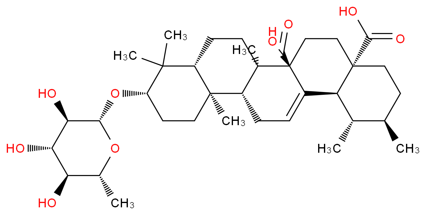 (1S,2R,4aS,6aR,6bR,8aR,10S,12aR,12bR,14bS)-1,2,6b,9,9,12a-hexamethyl-10-{[(2R,3R,4S,5S,6R)-3,4,5-trihydroxy-6-methyloxan-2-yl]oxy}-1,2,3,4,4a,5,6,6a,6b,7,8,8a,9,10,11,12,12a,12b,13,14b-icosahydropicene-4a,6a-dicarboxylic acid_分子结构_CAS_107870-05-3