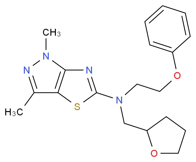 1,3-dimethyl-N-(2-phenoxyethyl)-N-(tetrahydrofuran-2-ylmethyl)-1H-pyrazolo[3,4-d][1,3]thiazol-5-amine_分子结构_CAS_)