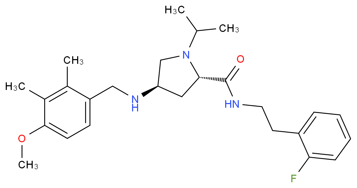 (4R)-N-[2-(2-fluorophenyl)ethyl]-1-isopropyl-4-[(4-methoxy-2,3-dimethylbenzyl)amino]-L-prolinamide_分子结构_CAS_)