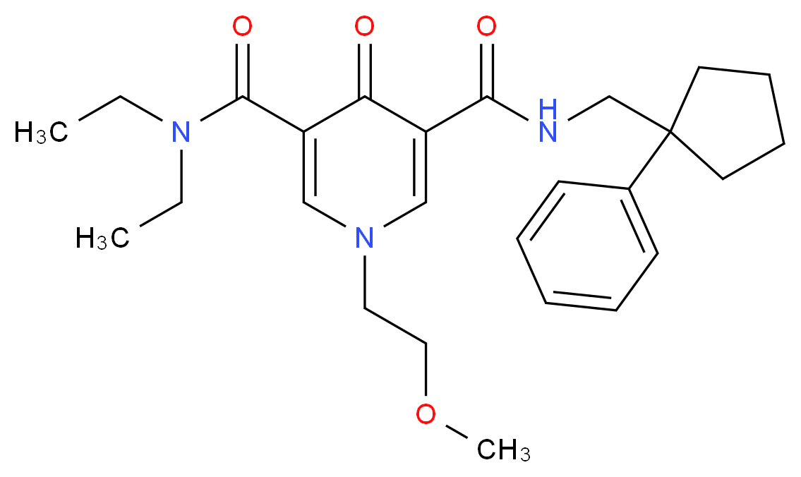 N,N-diethyl-1-(2-methoxyethyl)-4-oxo-N'-[(1-phenylcyclopentyl)methyl]-1,4-dihydro-3,5-pyridinedicarboxamide_分子结构_CAS_)