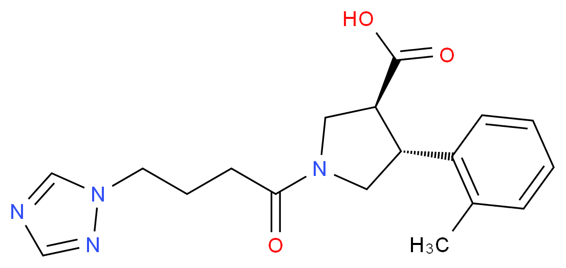 (3S*,4R*)-4-(2-methylphenyl)-1-[4-(1H-1,2,4-triazol-1-yl)butanoyl]pyrrolidine-3-carboxylic acid_分子结构_CAS_)