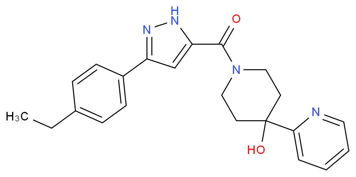 1-{[3-(4-ethylphenyl)-1H-pyrazol-5-yl]carbonyl}-4-(2-pyridinyl)-4-piperidinol_分子结构_CAS_)