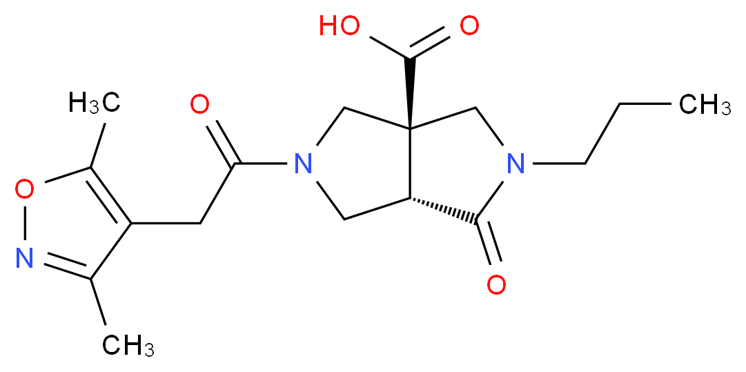 (3aS*,6aS*)-5-[(3,5-dimethylisoxazol-4-yl)acetyl]-1-oxo-2-propylhexahydropyrrolo[3,4-c]pyrrole-3a(1H)-carboxylic acid_分子结构_CAS_)