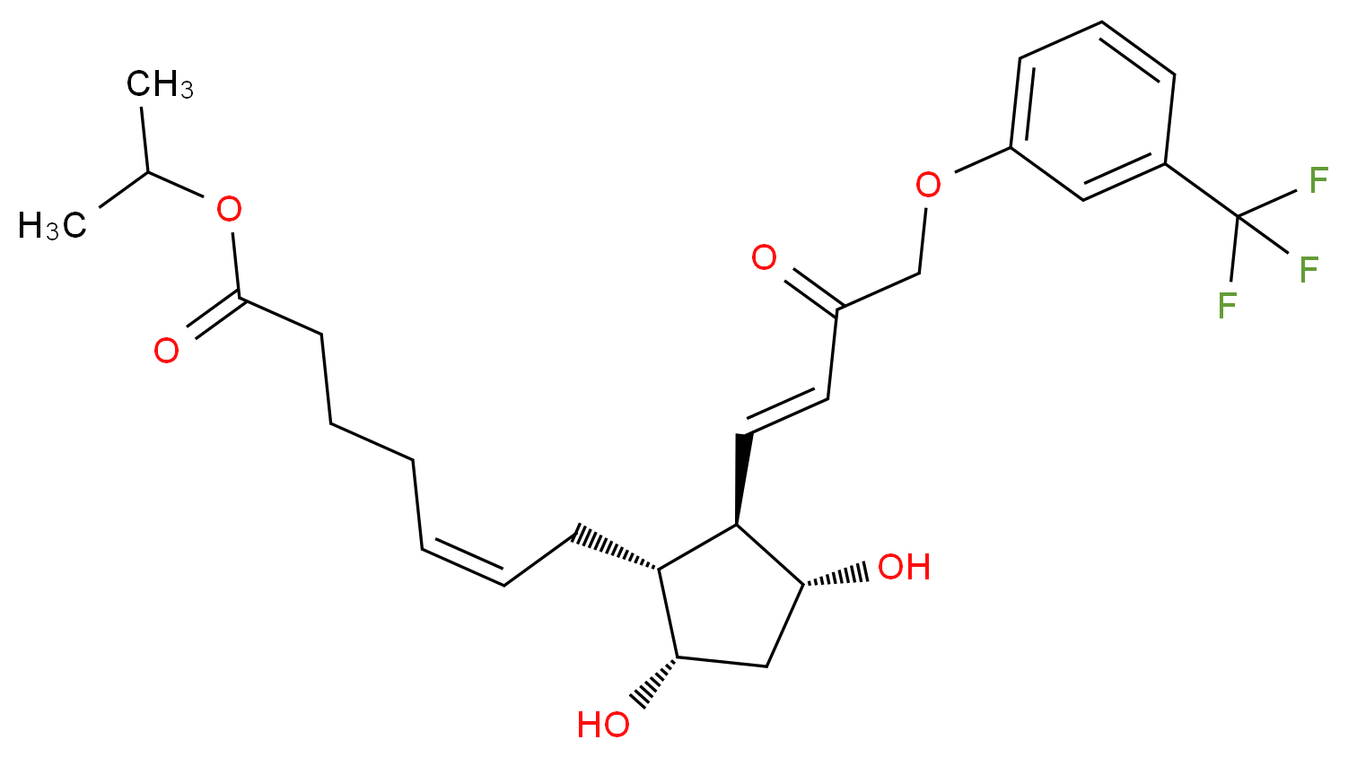 propan-2-yl (5Z)-7-[(1R,2R,3R,5S)-3,5-dihydroxy-2-[(1E)-3-oxo-4-[3-(trifluoromethyl)phenoxy]but-1-en-1-yl]cyclopentyl]hept-5-enoate_分子结构_CAS_404830-45-1