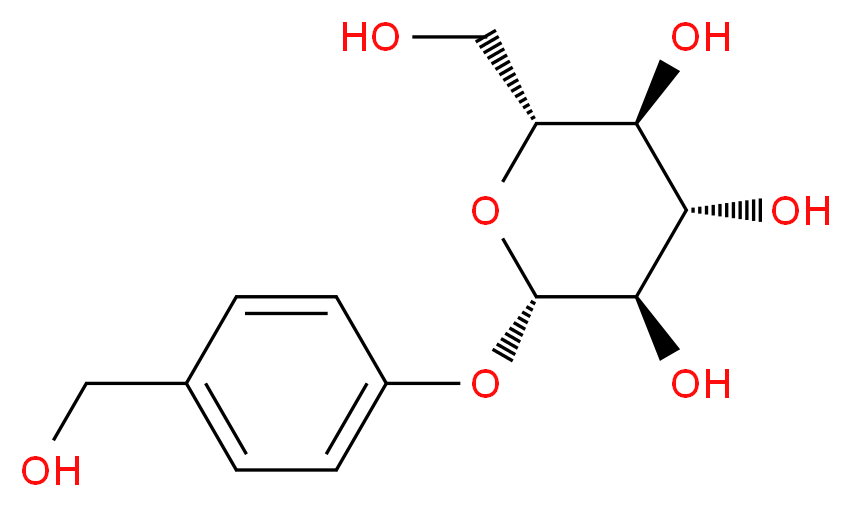 (2R,3S,4S,5R,6S)-2-(hydroxymethyl)-6-[4-(hydroxymethyl)phenoxy]oxane-3,4,5-triol_分子结构_CAS_62499-27-8