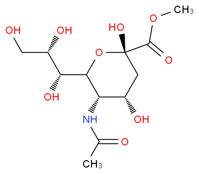 methyl (2S,4S,5S)-5-acetamido-2,4-dihydroxy-6-[(1R,2S)-1,2,3-trihydroxypropyl]oxane-2-carboxylate_分子结构_CAS_50998-13-5