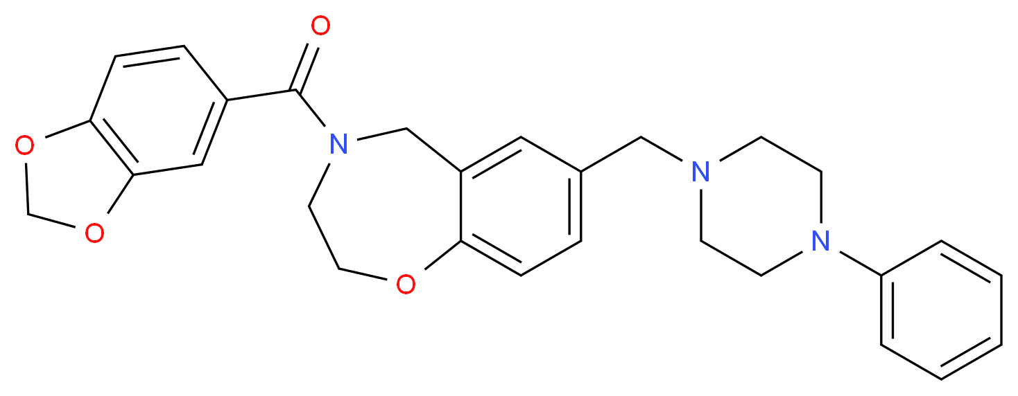 4-(1,3-benzodioxol-5-ylcarbonyl)-7-[(4-phenyl-1-piperazinyl)methyl]-2,3,4,5-tetrahydro-1,4-benzoxazepine_分子结构_CAS_)