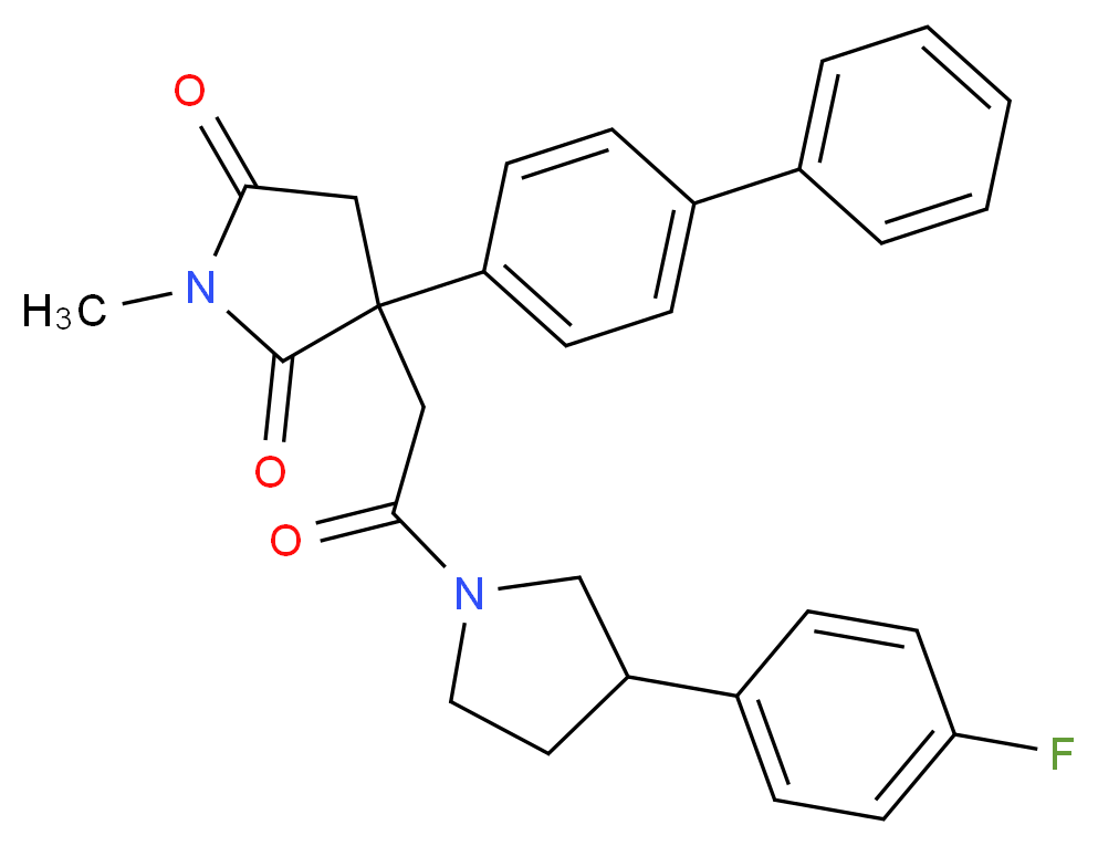 3-(4-biphenylyl)-3-{2-[3-(4-fluorophenyl)-1-pyrrolidinyl]-2-oxoethyl}-1-methyl-2,5-pyrrolidinedione_分子结构_CAS_)