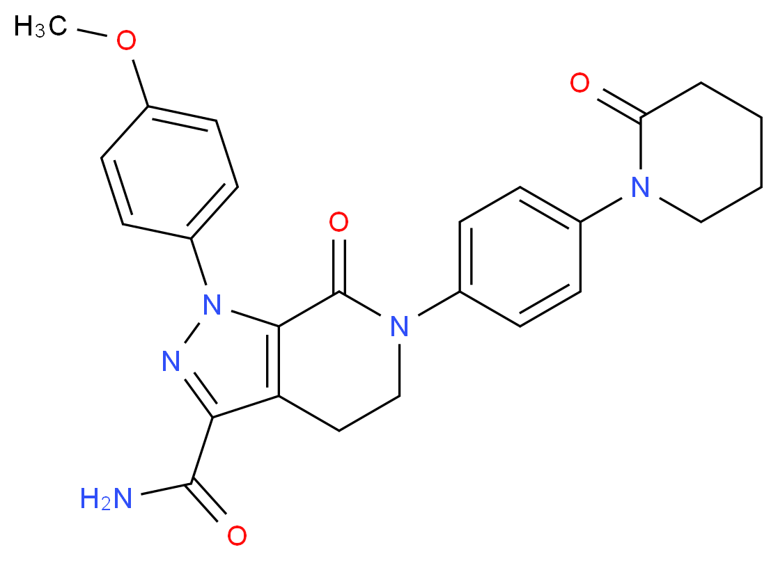 1-(4-methoxyphenyl)-7-oxo-6-[4-(2-oxopiperidin-1-yl)phenyl]-1H,4H,5H,6H,7H-pyrazolo[3,4-c]pyridine-3-carboxamide_分子结构_CAS_503612-47-3