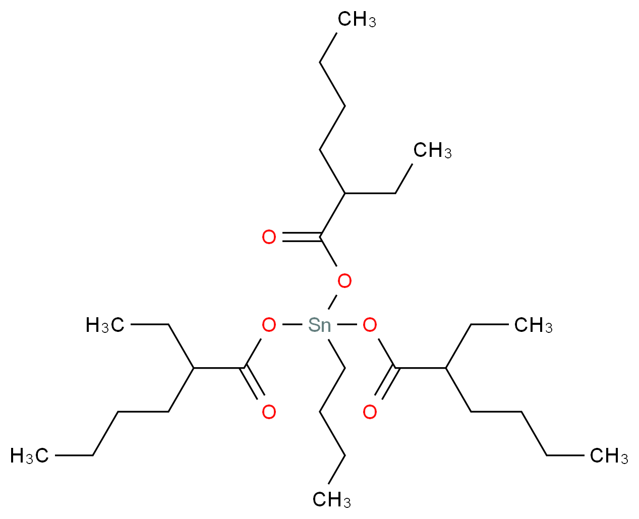 butylbis[(2-ethylhexanoyl)oxy]stannyl 2-ethylhexanoate_分子结构_CAS_23850-94-4