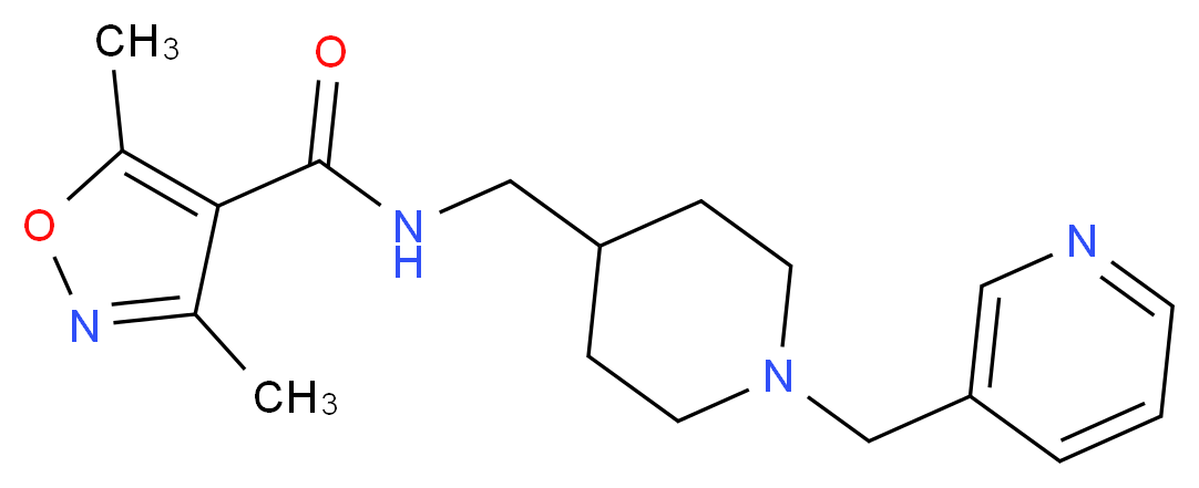3,5-dimethyl-N-{[1-(pyridin-3-ylmethyl)piperidin-4-yl]methyl}isoxazole-4-carboxamide_分子结构_CAS_)