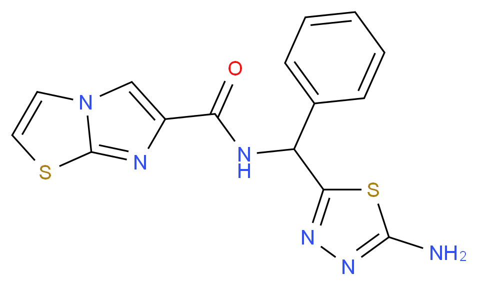 N-[(5-amino-1,3,4-thiadiazol-2-yl)(phenyl)methyl]imidazo[2,1-b][1,3]thiazole-6-carboxamide_分子结构_CAS_)