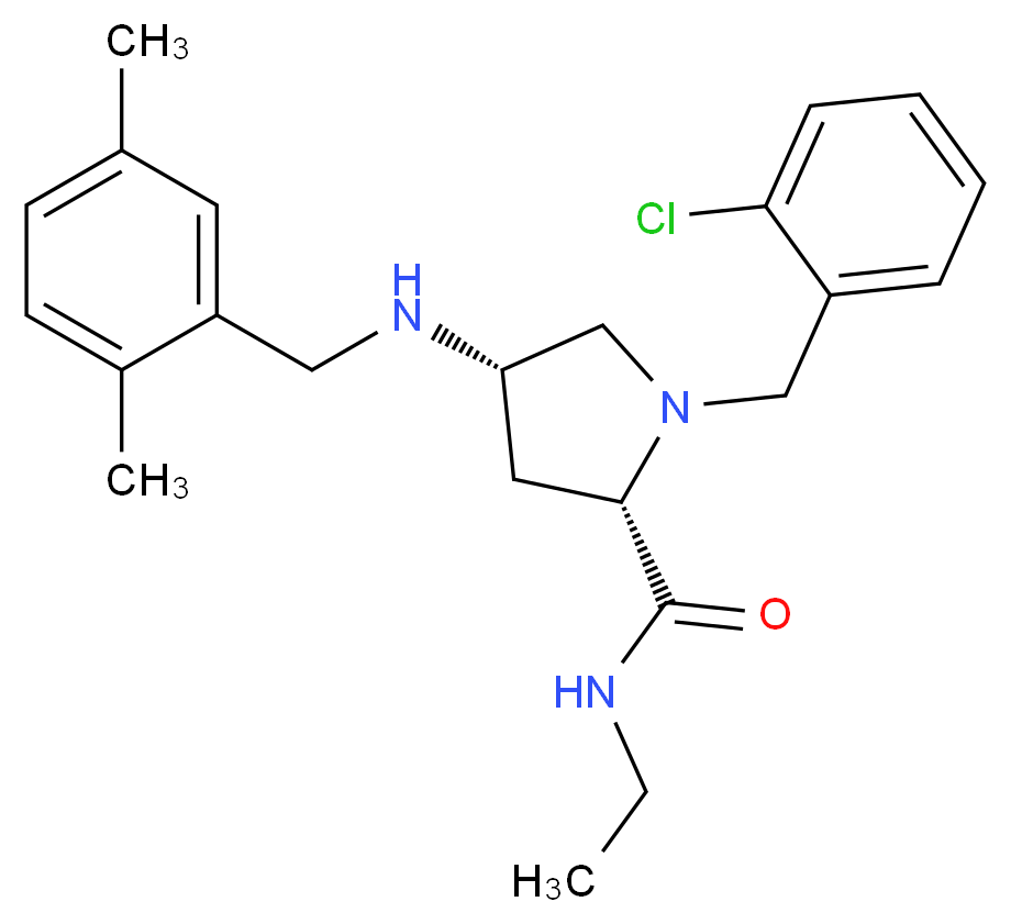 (4S)-1-(2-chlorobenzyl)-4-[(2,5-dimethylbenzyl)amino]-N-ethyl-L-prolinamide_分子结构_CAS_)