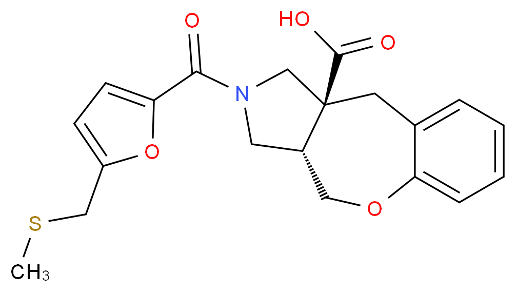 (3aS*,10aS*)-2-{5-[(methylthio)methyl]-2-furoyl}-2,3,3a,4-tetrahydro-1H-[1]benzoxepino[3,4-c]pyrrole-10a(10H)-carboxylic acid_分子结构_CAS_)