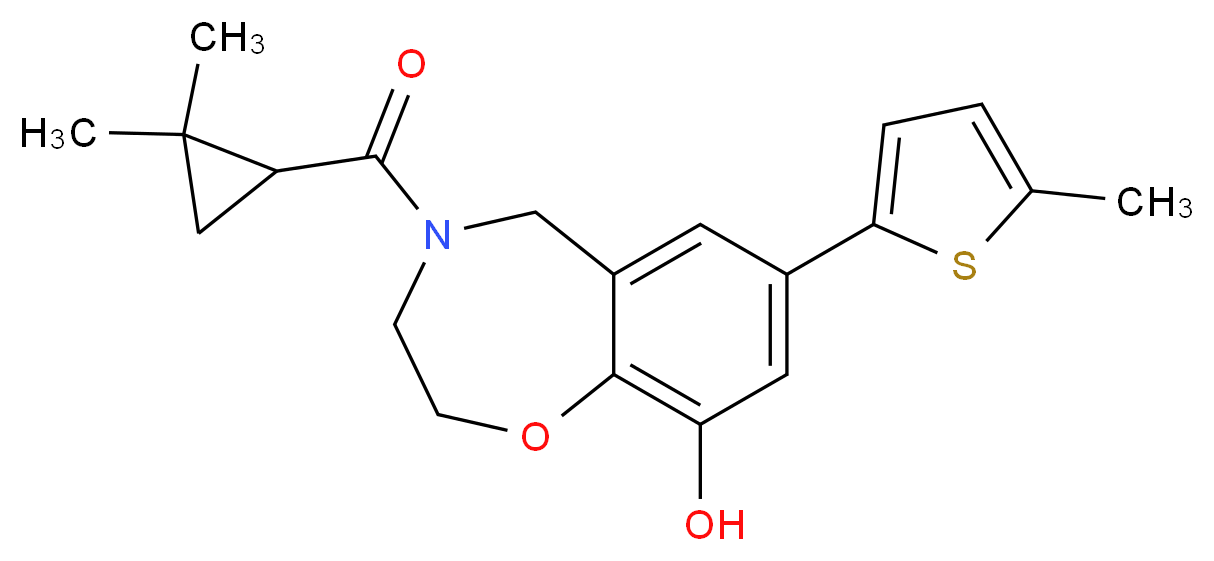 4-[(2,2-dimethylcyclopropyl)carbonyl]-7-(5-methyl-2-thienyl)-2,3,4,5-tetrahydro-1,4-benzoxazepin-9-ol_分子结构_CAS_)