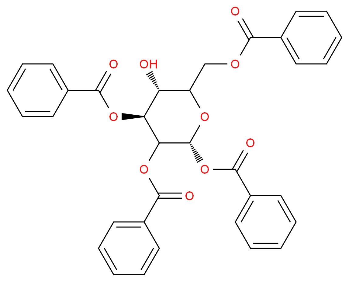 (2R,4S,5R)-3,4-bis(benzoyloxy)-6-[(benzoyloxy)methyl]-5-hydroxyoxan-2-yl benzoate_分子结构_CAS_56994-11-7